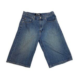 Mens Cube Denim Bermuda Shorts Relaxed Fit Blue Jeans Casual Wear Size 36